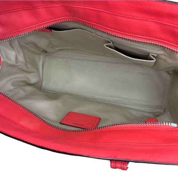 Coach Large Leather Tassel Tote-Coral - Picture 15 of 16